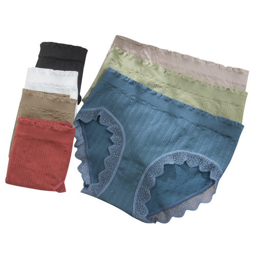 Seamless nude mid-waist underwear women's pure cotton crotch seamless cotton underwear sexy large size girls' briefs wholesale