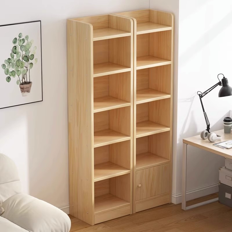 Ultra-Narrow Gap Solid Wood Bookshelf Simple Household Student Floor-Standing Bookcase Wall Corner Storage Rack Small