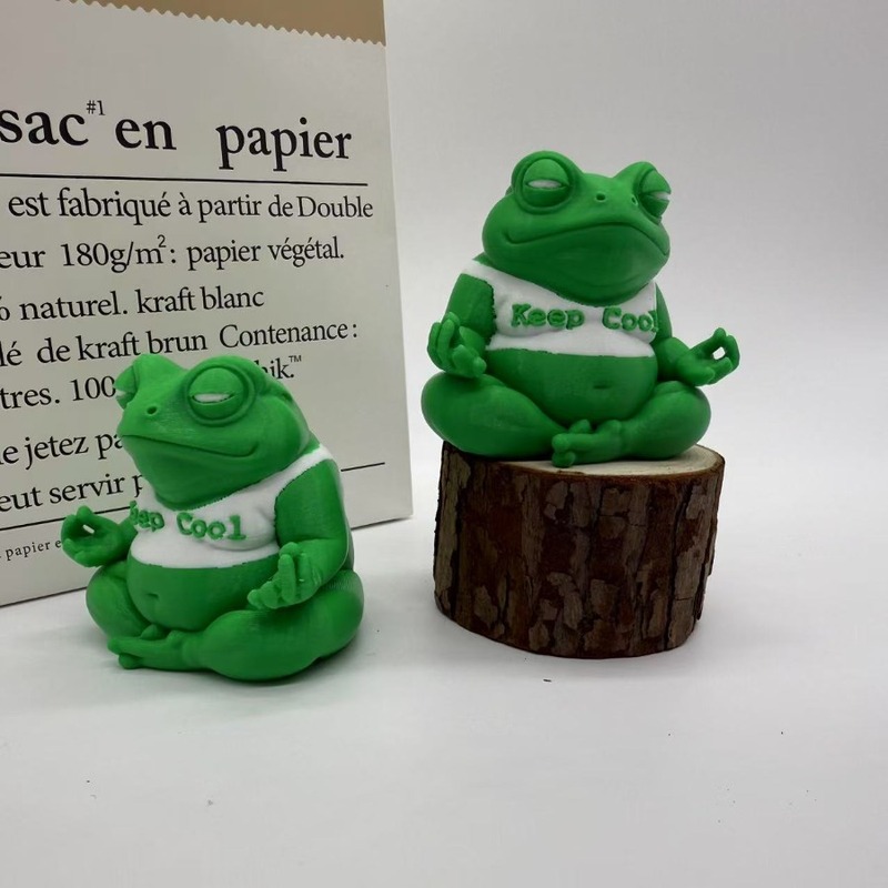 3D打印瑜伽青蛙雕像，桌面精致装饰品小摆件，独特的冥想青蛙摆件|undefined