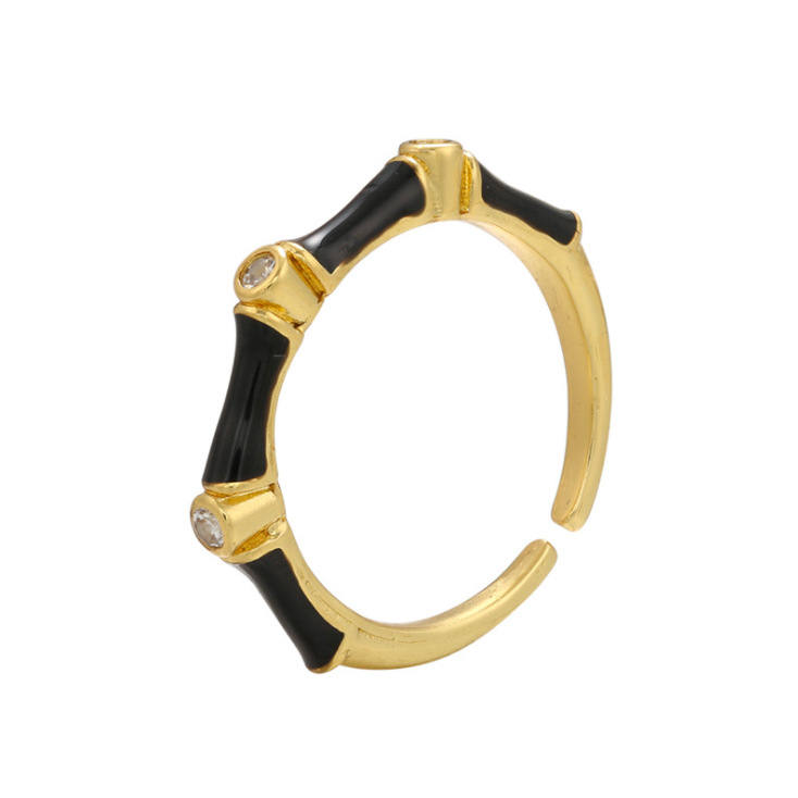 Plating Design Women's Korean-style Fashionable Drip Ring, Adjustable Round Diamond-embedded Cross-border Diy Ornament Accessories