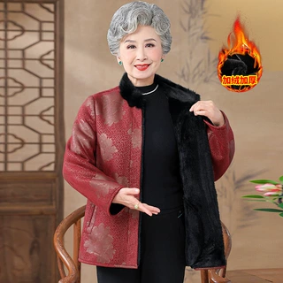高档老年人皮草女奶奶高档皮毛一体大衣老太太妈妈加厚水貂毛外套