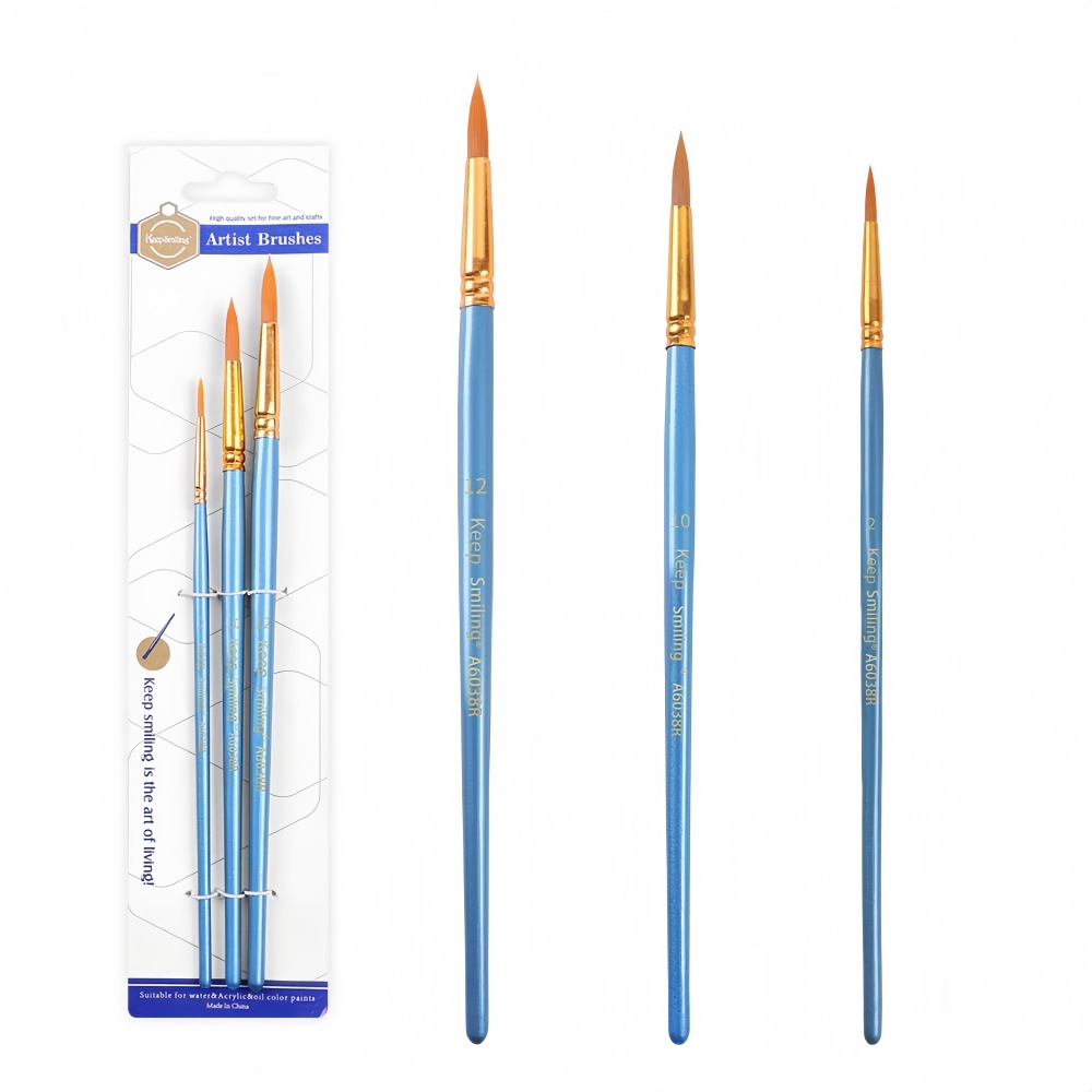 3 piezas combinación cepillo plano de cerámica vinilo muñeca pintura pincel acuarela gouache acrílico fábrica al por mayor