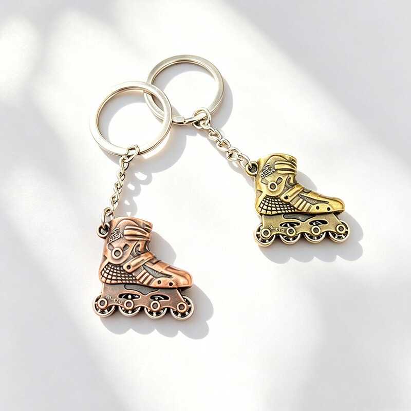 Vintage Alloy Roller Skate Keychain Metal Creative Roller Skate Pendant Couple Style Trendy Cool Accessory Bag Charm Gift
