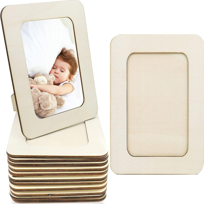 12Pcs Photo Display Frame Unfinished Wooden Photo Frame Wood DIY Photo Frame Art Project Frame Photo Frame Ornaments