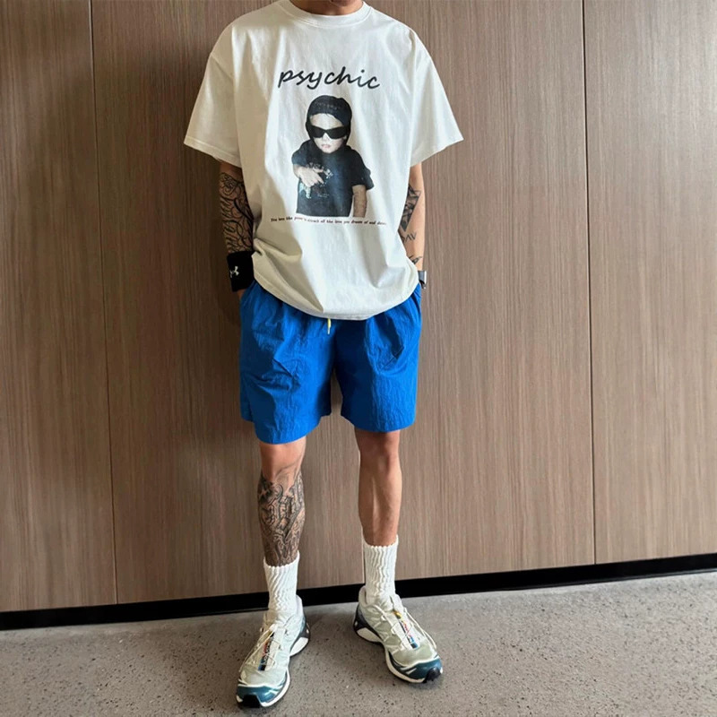 Blue Quick-Dry Ice Silk Sports Shorts for Men, Summer Dopamine Style Beach Pants, Outdoor Cycling Shorts