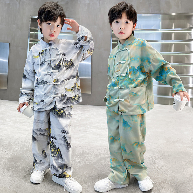 Children's Costume for Boys - Hanfu Spring and Autumn Set 2024 New Style, Ancient Style Tang Suit for Young Boys, Chinese Style, New Chinese Style