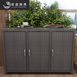 Outdoor Shoe Cabinet Sunscreen Waterproof Courtyard Locker Outdoor Garden Storage Cabinet Rattan Balcony Storage Finishing Cabinet