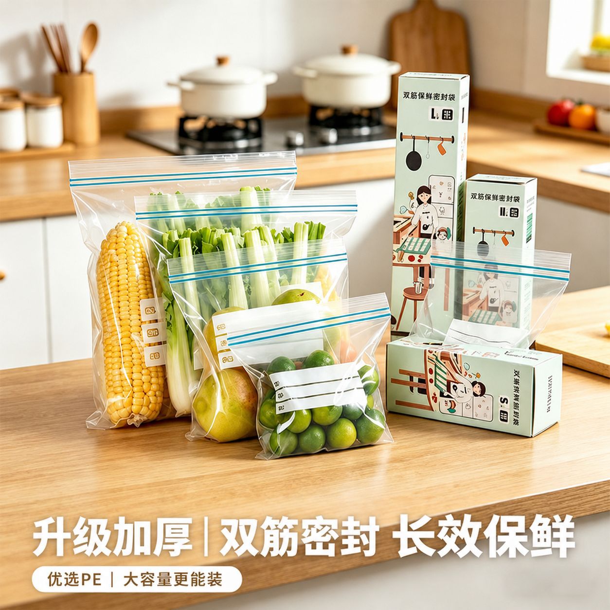 Bolsa de Sellado de Alimentos de Plástico, Aislamiento, Antibacteriano, Sellado, para Refrigerador