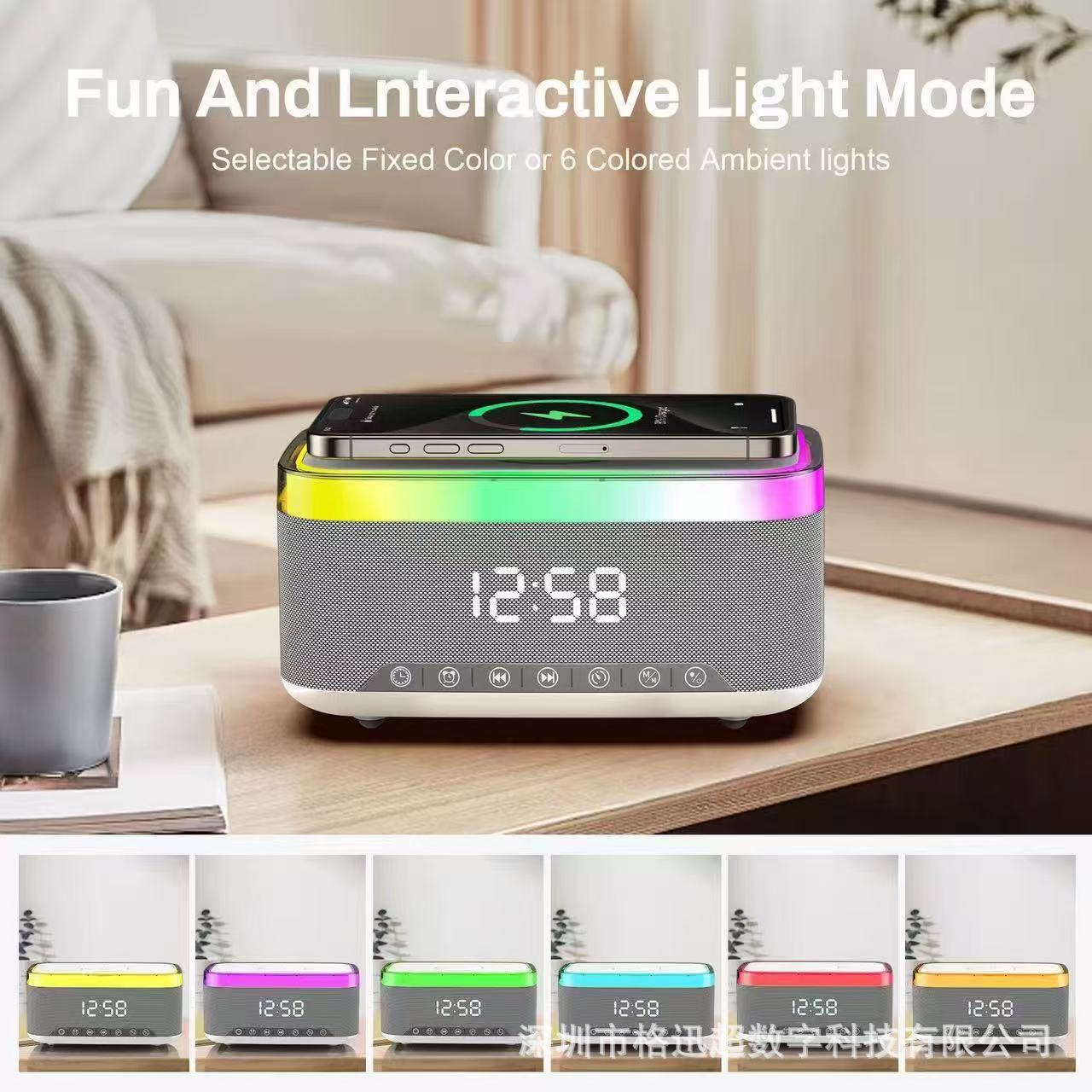 Nuevo transfronterizo A911 inteligente inalámbrico cargado altavoz Bluetooth pantalla reloj despertador de alta potencia luz de atmósfera sonido
