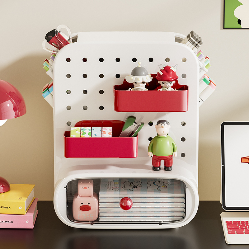 Caja de almacenamiento de escritorio para el hogar, tablero de agujero, cajón, oficina de estudiantes, escritorio multifuncional, estante de almacenamiento de acabado de papelería
