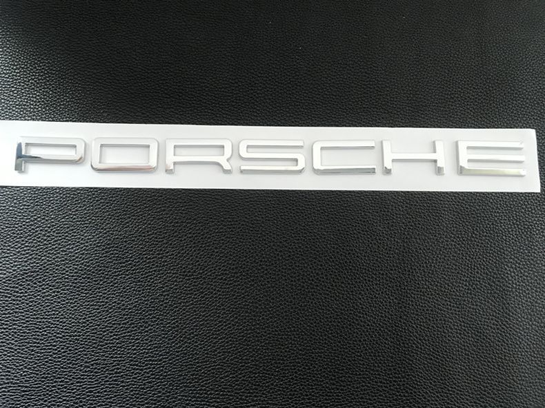 Porsche car emblem, PORSCHE letter, sold separately, available in bright silver, bright black, and matte black, for the rear trunk area, S letter logo