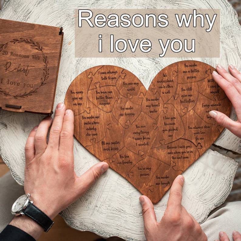 Cross Border Valentine's Day Love Puzzle Anniversary Gift Wooden Love You 20 Reasons Puzzle Adult Gift