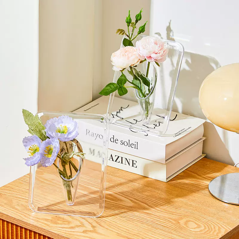 相框花瓶透明亚克力摆件插花艺术水培绿植客厅桌面摆台家居装饰品