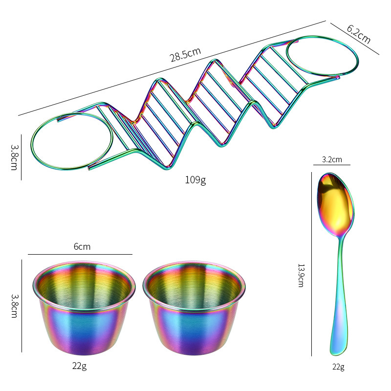 Transfronterizo en la acción de acero inoxidable mexicana Pancake rack taco titular rollo rack con salsa taza de maíz rollo rack