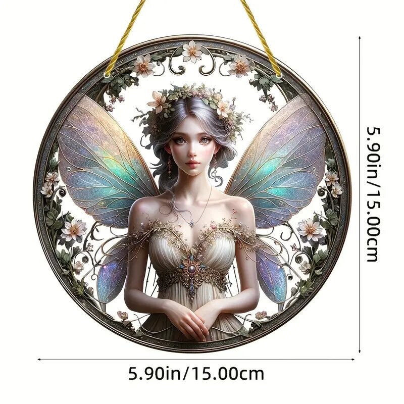 Decoración creativa transfronteriza acrílica disco plano colgar princesa de cuento de hadas belleza figura de captura de sol ventana decoración porche