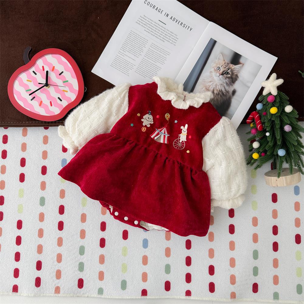 Ropa de invierno para bebés, ropa de algodón, bebé, conejo, circo, mamelucos gruesos, luna llena, cien días, ropa exterior