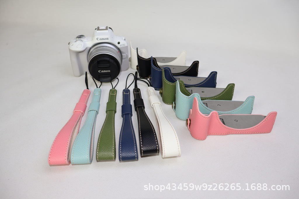 (2개) 캐논 EOSR50 카메라 케이스 가죽 | 오일 같은 가죽 베이스 하프 세트 | 어깨 가방