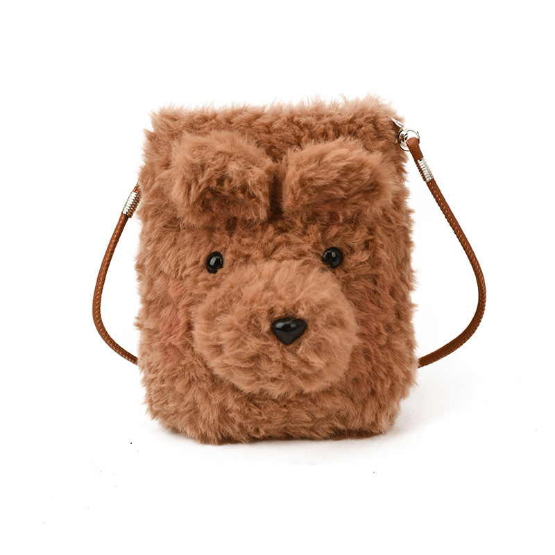 Hermoso y lindo oso de peluche, bolso de hombro para niños y niñas, mini bolso de bebé compacto, nuevo tipo de bolso de otoño y invierno para niños