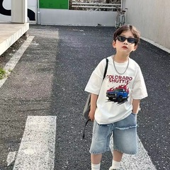 Children's Cartoon Short Sleeve T-Shirt Summer Pure Cotton 2024 Middle and Large Children's Boys and Girls Half Sleeve Top Korean Style Stylish Trendy