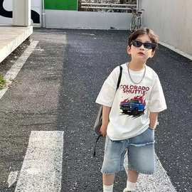 儿童卡通短袖T恤夏款纯棉2024中大童男童女童半袖上衣韩版洋气潮