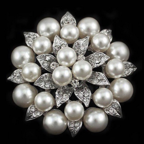 European and American Hot Selling Diamond Pearl Rhinestone Leaf Brooch Clothing Accessories Party