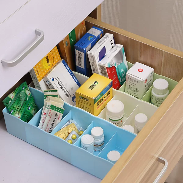 Plastic Five-Compartment Storage Box for Socks, Underwear, and Panties; Sock Storage for Home Use, Desktop Drawer Organizer, Wardrobe, Shoe Cabinet