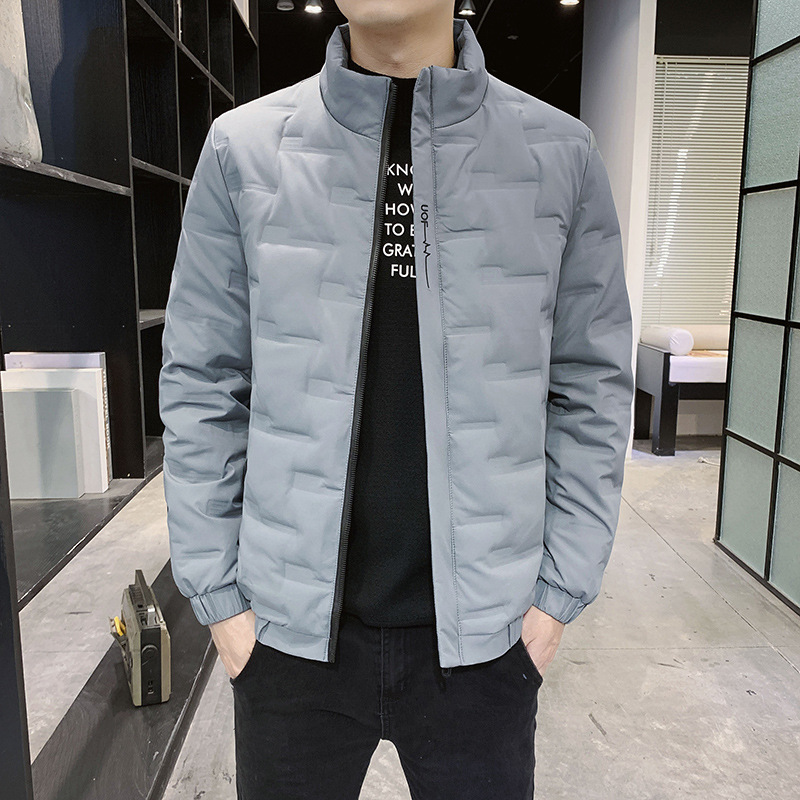 Chaqueta de plumón de otoño e invierno para hombre, talla extra grande, con cuello alto, plumón de pato blanco ligero, corte holgado, versátil, abrigo cálido para hombre, a la moda.