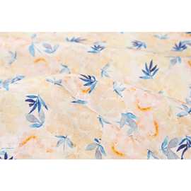 早秋加厚 微廓朦胧树叶印染印花苎麻棉麻布料袍子旗袍连衣裙面料