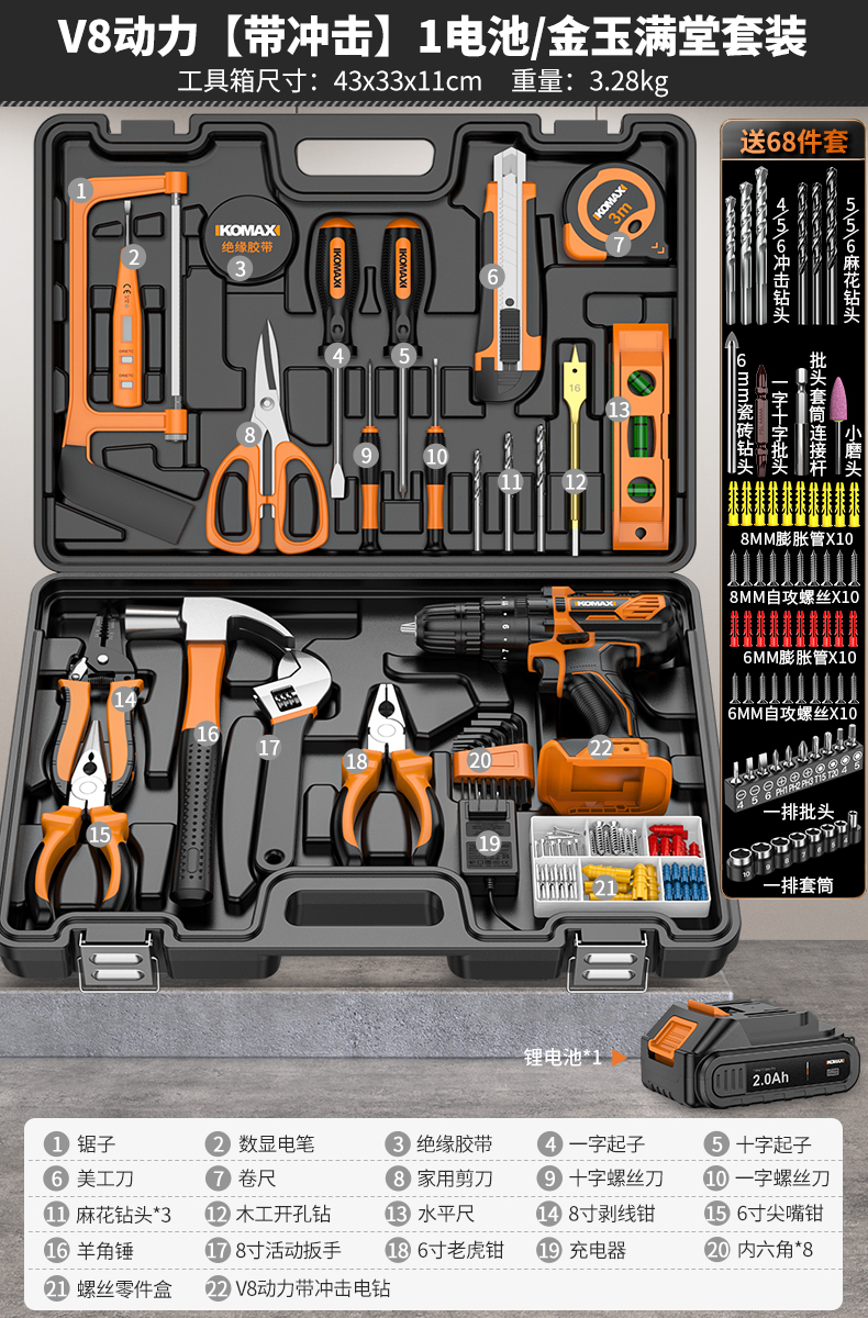 Juego de herramientas Caja de herramientas para el hogar Reparación de hardware multifuncional