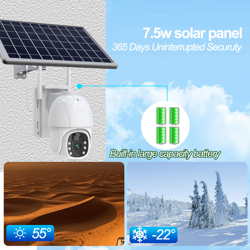 Monitoreo panorámico al aire libre Cámara de vigilancia solar para hogares Cámara de vigilancia WiFi 4G Night Vision HD