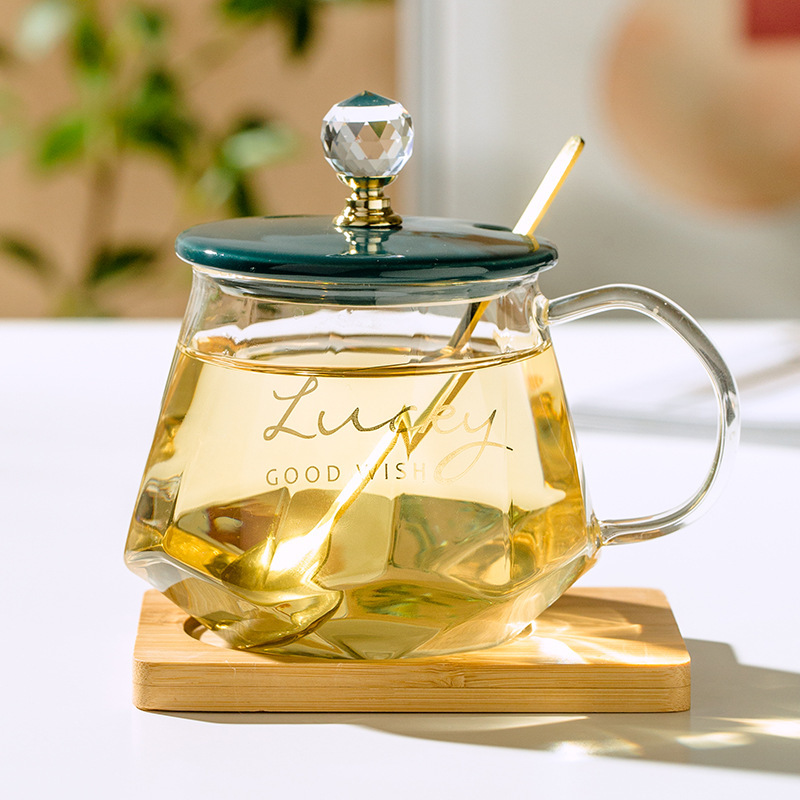 耐热玻璃杯子少女心马克杯家用办公室带把茶水杯牛奶咖啡杯带驰兆