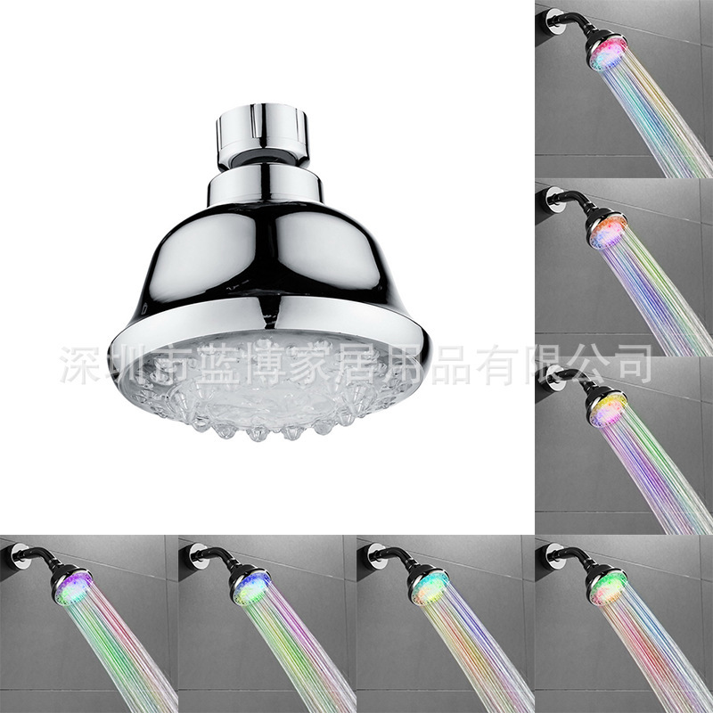 LED small top spray round small shower head temperature control temperature sensing/colorful color changing shower nozzle 8010-A25