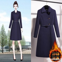 職業服の毛はコートの女性の中で長いタイプの厚い宝石店の販売部のフロントの作業服のラシャのコートの秋冬