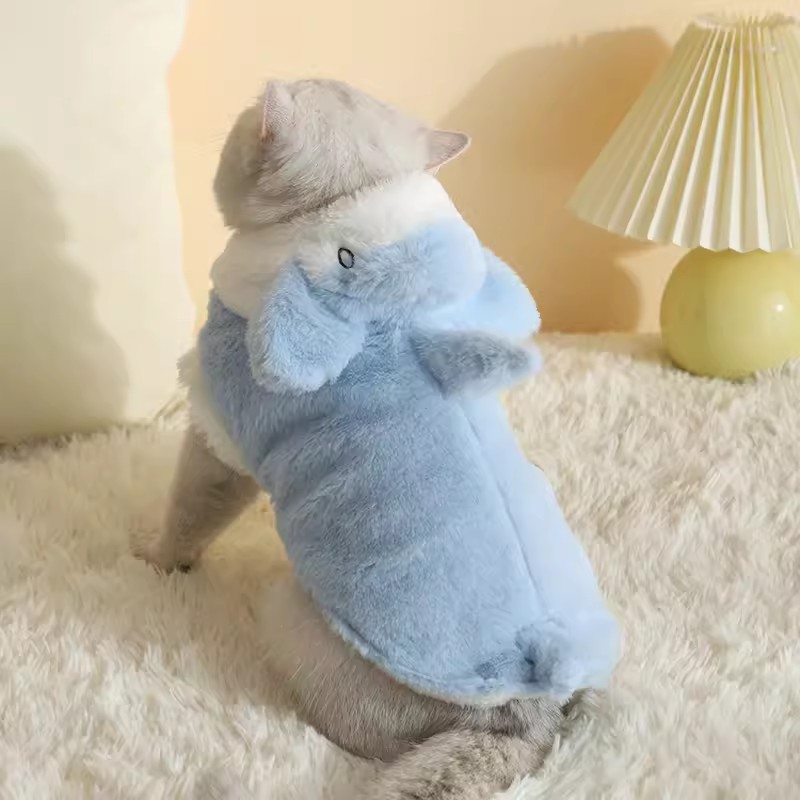 Ropa de gato de invierno cálido cambio de ropa para mascotas marioneta anti-pelusa gatito lindo otoño ropa de invierno gato