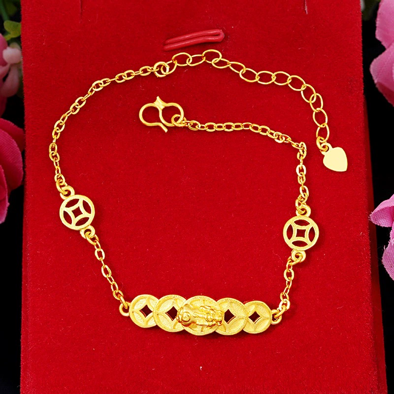 Brass bracelet, chain, retro coins, Birthday gift