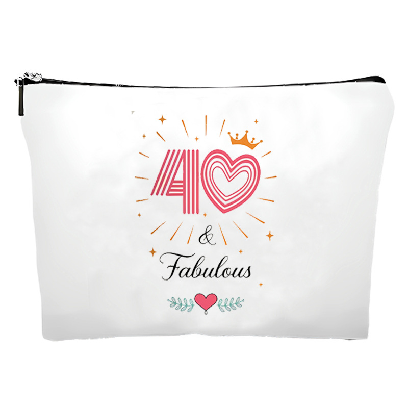 Transfronterizo Amazon temu lona de lino caliente impresión de doble cara cumpleaños edad regalo bolsa de cosméticos multifuncional