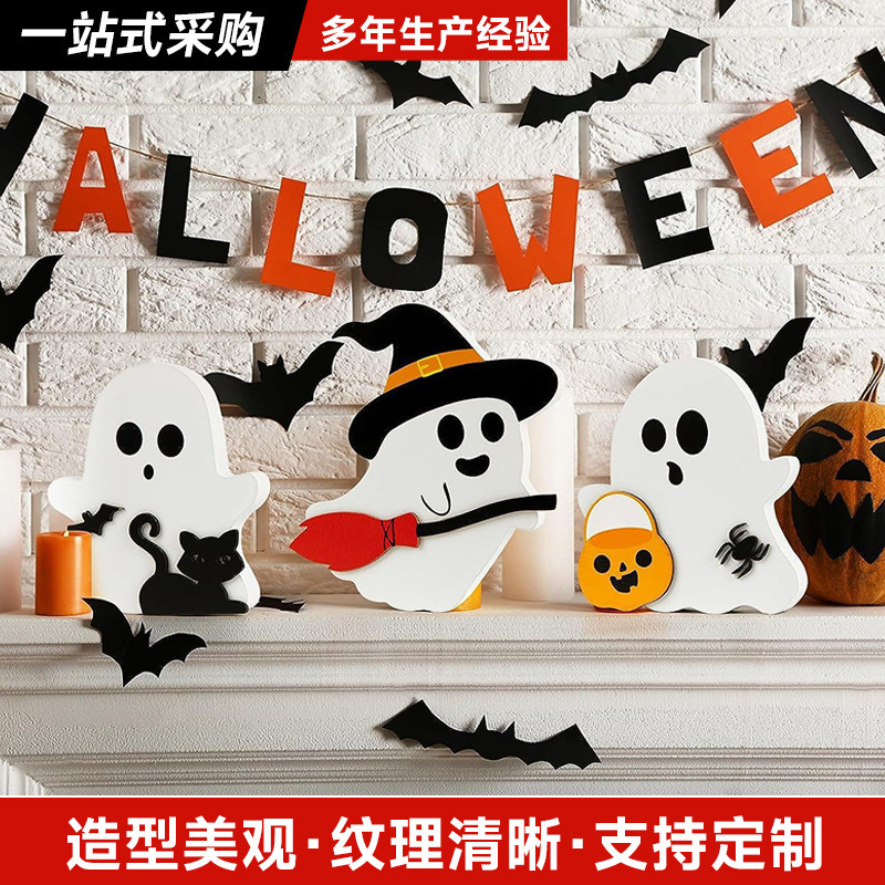 Amazonの人気のハロウィーンオーナメント、木製ゴーストオーナメント、ホームパーティーオーナメント、木製工芸品|undefined