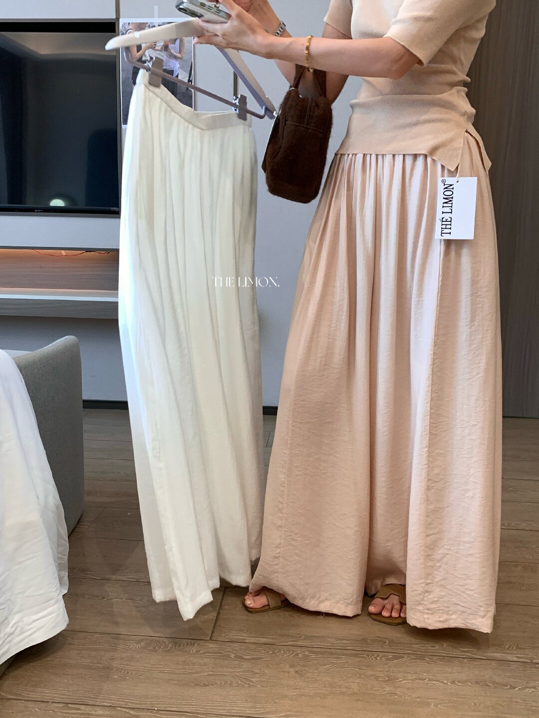 Quần culottes nữ ống rộng cạp cao dáng lười mùa hè 2026 — Thẻ nông, màu đen, màu hồng, màu cam chi tiết 18