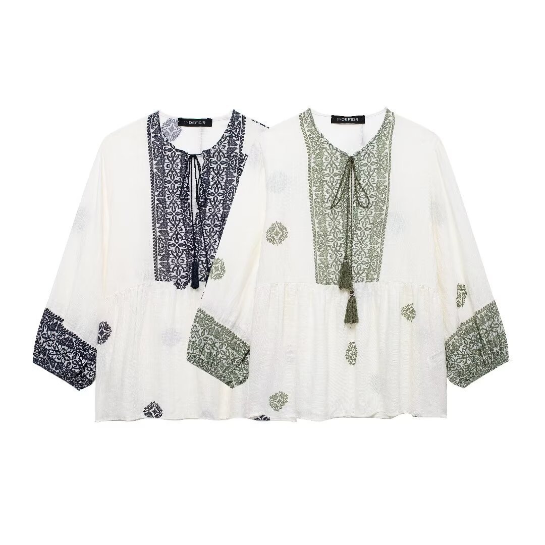 2024 Summer New Women's Printed Vacation Style Shirt_voghion.com