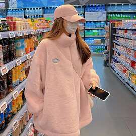 仿羊羔绒外套女2021新款年轻款学生颗粒绒时尚宽松加厚保暖大衣