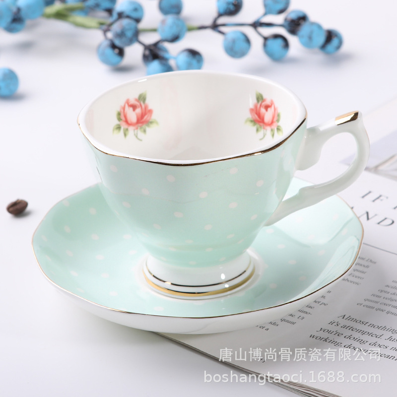Tangshan hueso porcelana taza de café y plato puede ser impreso regalo recuerdo