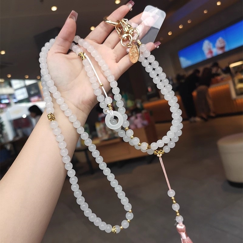 时尚古风流苏手机挂绳长款斜挎挂链高级感串珠水晶背带挂件手机链|undefined