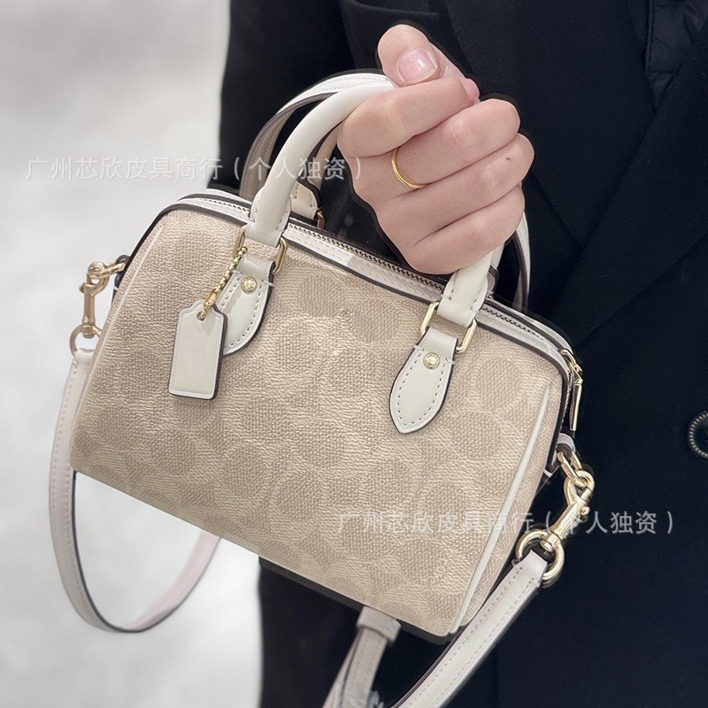 2025 新しいシャンブレー rowan18 ボストンハンドバッグレトロジッパー枕バッグシングルショルダークロスボディバッグ女性のための|undefined