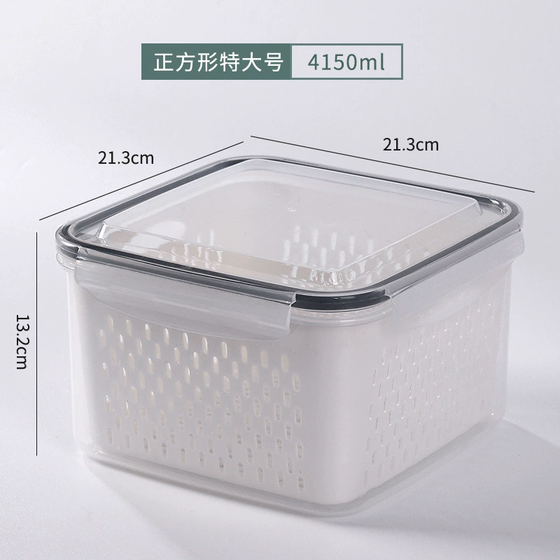 Double‑layer draining food storage box, transparent food‑grade, multiple sizes & sets