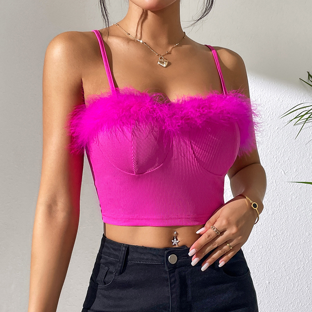 Women's Vest Tank Tops Feather Backless Streetwear Solid Color display picture 2