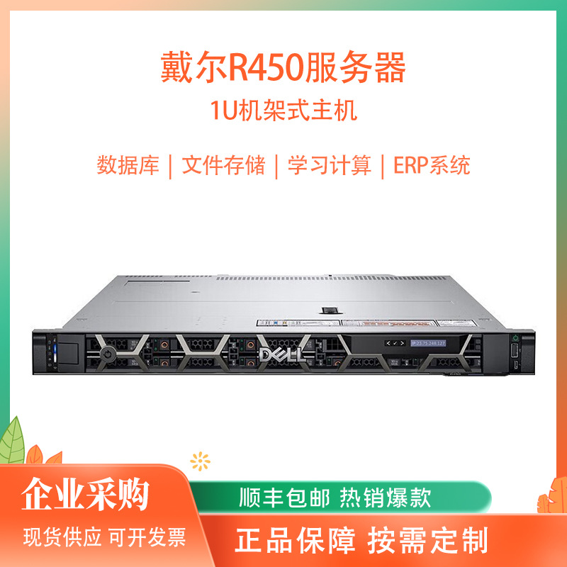适用戴尔DELL R450 1U机架式服务器数据库文件存储学习计算主机