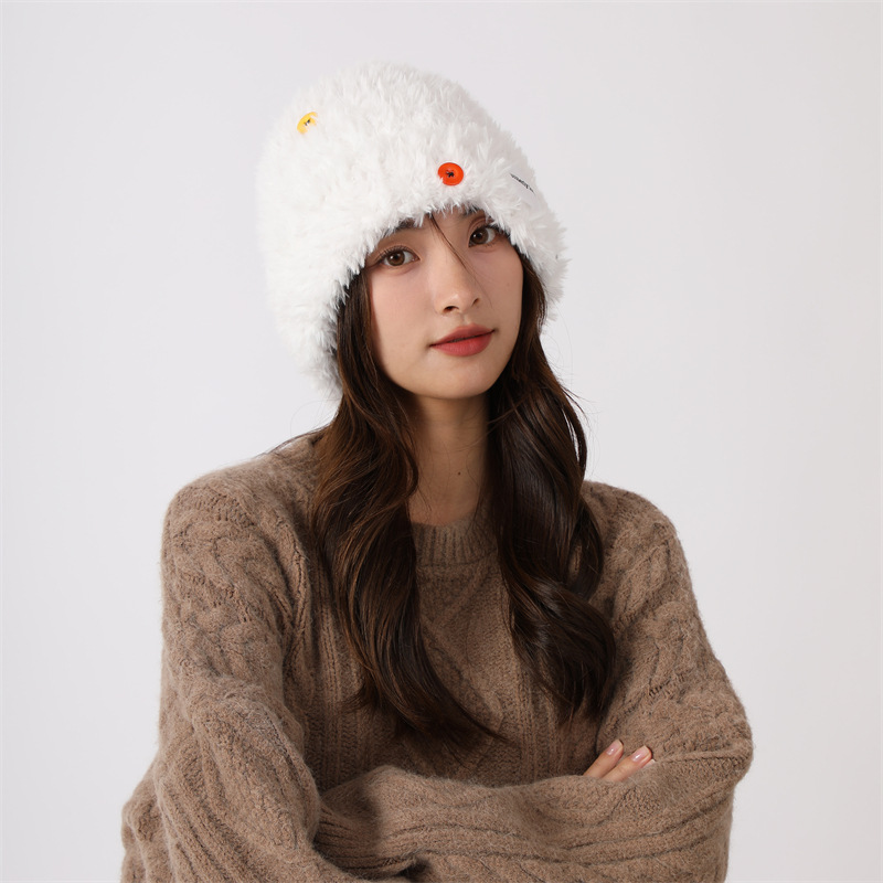 Cervo bianco stesso stile bambini autunno inverno peluche lana ispessita e calda pulsante mostra faccia piccola grande testa_voghion.com