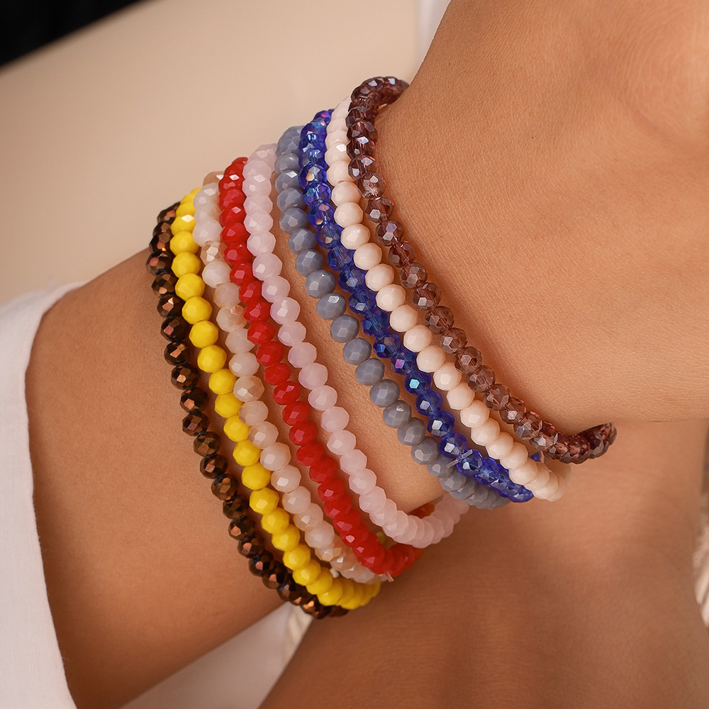 7g Weight Bracelets Classification Glass Chain Material Beaded Chain Chain Type 1 Piece Quantity Holiday, Daily Occasion Glass Material Solid Color Pattern All Seasons Season Unisex Gender Simple Style, Classic Style Style Simple Style Classic Style Solid Color Glass Beaded Chain Beaded Bracelets Wholesale 3