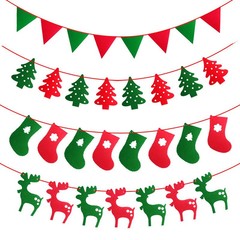 クリスマスは旗の色の旗のフェルトの不織布のクリスマスツリーを引っ張ります。