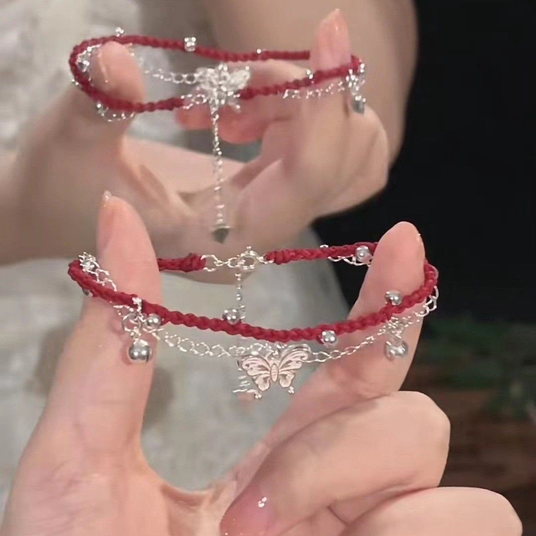 Wang Xingyue's Same Style Ancient Style Red Rope Xizang Bracelet for Women to Attract Wealth and Good Luck, Versatile Hand Jewelry